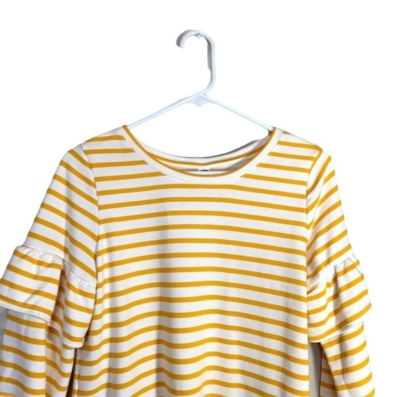 Old Navy Lemon Yellow Ruffled Stripe Pull On Crewneck Sweatshirt Top Small - Picture 5 of 15